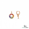 Elegant Rainbow Sapphire Baguette Diamond Circle Earrings - Luxury Statement Earrings