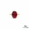 Oval Cut Red Ruby Solitaire Ring in 14K Gold Timeless Statement Jewelry