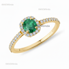 Cushion Cut Natural Emerald 1.10 carat Engagement Ring in 14K Gold Unique Anniversary gift for her