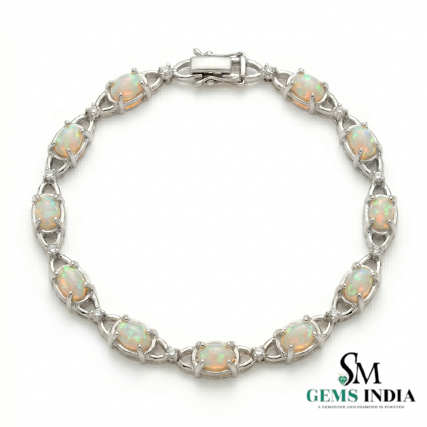 Luxury Opal and Diamond Bracelet for Women - Elegant Fine Jewelry Gift