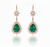 2.70 Carat Pear-Shaped Natural Emerald Tear Drop Earrings with Diamond Halo Dangle Earrings