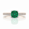 1.10 Carat Natural Emerald Cushion Cut Ring with Diamond Ring Engagement or Anniversary Ring