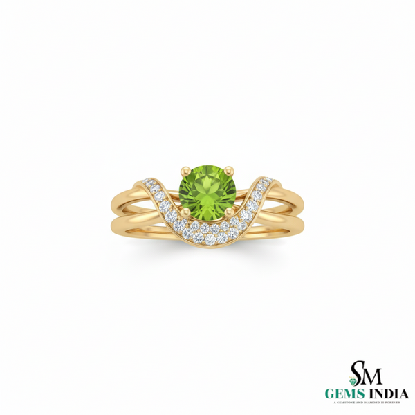 Natural Peridot Diamond Ring in 14K And 18k Gold – August Birthstone Jewelry