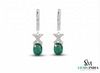 Luxury 3.90 carat Natural Emerald Oval Earrings with Sparkling Diamond X Motif