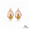 Pear-Cut Citrine & Diamond Stud Earrings in 14k and 18k Gold