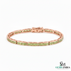 Luxury Green Peridot Square Cut Gemstone Link Bracelet for Women