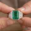 Natural Emerald And Triangle Moissanite Ring 10.20 Carats Engagement Ring in 14K gold