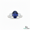 Oval Tanzanite & Diamond Trilogy Ring in 14k and 18k Gold – Luxury Trilogy Engagement Ring