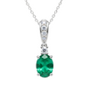 2.80 carat Elegant Oval Emerald and Diamond Pendant may Birthstone Necklace
