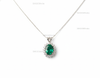 Vintage style 2.30 carat Oval shape Natural Emerald and Diamond Halo Pendant Necklace in 14K gold