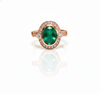2.10 carat Elegant Oval Cut Natural Emerald Promise Ring with Sparkling Diamonds Accent and Split Band Design