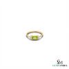 Emerald Cut Peridot Ring With Diamond Accents - Promise Ring For Her