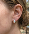 Oval Opal & Diamond Stud Earrings Elegant October Birthstone Opal Earrings for Women