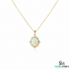 Oval Fire Opal Diamond Halo Pendant in 14K and 18K Gold – Timeless Gold Jewelry