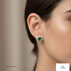 Elegant Octagon cut Natural Emerald Green Stud Earrings with Dazzling Halo