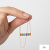 Rainbow Bar Necklace in 14k Gold Emerald Cut Multicolor Pendant