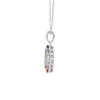 Multi Sapphire Gold Princess-Cut Multicolor Gemstone Square Pendant