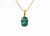 Oval shape Natural Emerald Pendant Necklace in 14k Solid Gold May Birthstone