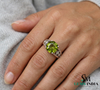 Hexagon Cut Peridot Ring with Diamond Accents