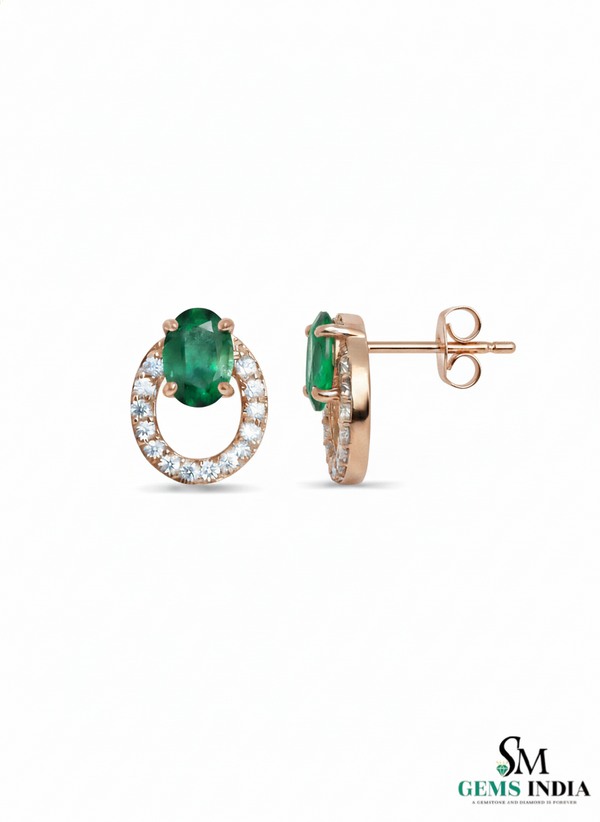 Oval Cut Emerald Diamond Drop Earrings – Timeless Emerald Halo Earrings