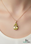 Oval Cut Natural Peridot Pendant with Diamond