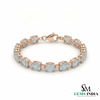 Oval Aquamarine Tennis Bracelet with Diamond Accents - Gift for Wife