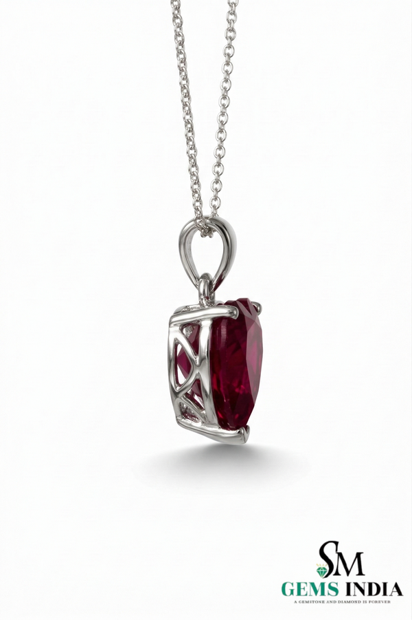 Heart Cut Red Ruby Pendant Simple Solitaire Ruby Pendant for Women