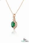 Elegant Oval Emerald and Diamond Pendant - Fine Jewelry For Women