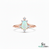 Pear Shape Opal Diamond Ring in 14K Gold Elegant Halo Ring October Birthstone Jewelry