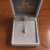 Vintage Turquoise Oval Pendant With Diamond Accent Swirl Design - Anniversary Gift
