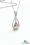 Pear Shape Pink Morganite Diamond Pendant - Diamond accent pendant