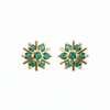 Natural Emerald Floral Starburst Stud Earrings in 14K Gold Earrings in 14k Solid Gold