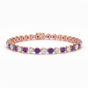 Round Natural Amethyst Diamond Bracelet for Women - Fine Gold Jewelry