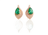 6.20 carat Pear Shaped Natural Emerald and Diamond Leaf Earrings in 14K Gold