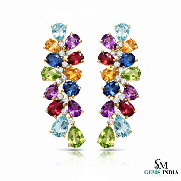 Fine Jewelry Multicolor Pear Cut Dangle Earrings - Multicolor Sapphire Stud Earrings