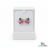 Multicolor Gemstone Trio Cluster Stud Earrings - Earrings for Women