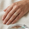 Emerald Cut Peach Morganite Ring with Diamond Halo Engagement Ring