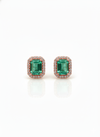 4.40 carat Timeless Green Gem Elegance Emerald Cut Green Emerald Halo Stud Earrings