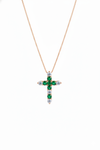 Elegant Emerald and Diamond Faith Cross Pendant for Women Symbolic Fine Jewelry Gift