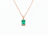 Classic 2.30 carat Emerald cut Natural Emerald Pendant Necklace in 14K Gold Gift for Her