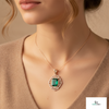 4.90 carat Elegant Art Deco Emerald cut Natural Emerald with Dazzling Diamond Border Pendant