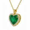 2.50 carat Heart Shape Natural Emerald and Diamond Halo Pendant in 18K Gold