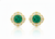 Vintage Floral cushion cutNatural Emerald & Diamond Stud Earrings in 18K Gold
