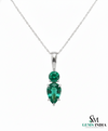 Two-Stone Natural Emerald Drop Pendant Round Pear Cut Design