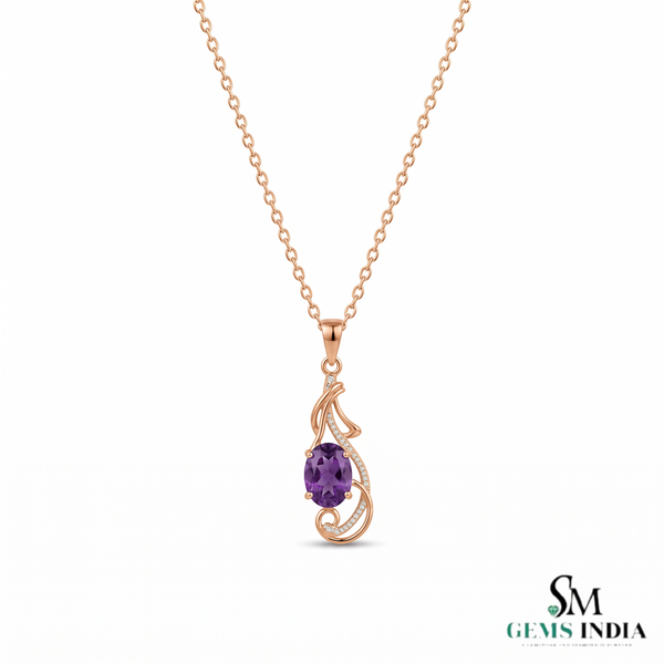 Oval Amethyst Pendant With Diamond Accents – Luxury Jewelry For Woman