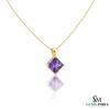 Radiant Princess-Cut Purple Amethyst Pendant – Fine Gold Jewelry