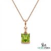Princess Cut Peridot Solitaire Pendant Minimalist Square Gemstone Jewelry