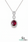 Infinity Style Ruby and Diamond Pendant Necklace July Birthstone Jewelry