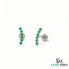 Round Emerald Vertical Bar Earrings in 14K Gold – Elegant Graduated Green Stone Stud Earrings