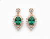 Oval shape Vintage style Natural Emerald & Diamond Drop Earrings in 14K Gold – Luxury Fine Jewelry